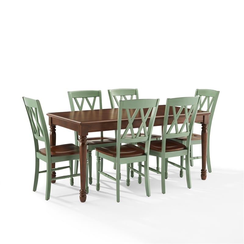 Crosley Furniture Shelby 7-Piece Dining Table Set For 6 in Distressed Teal