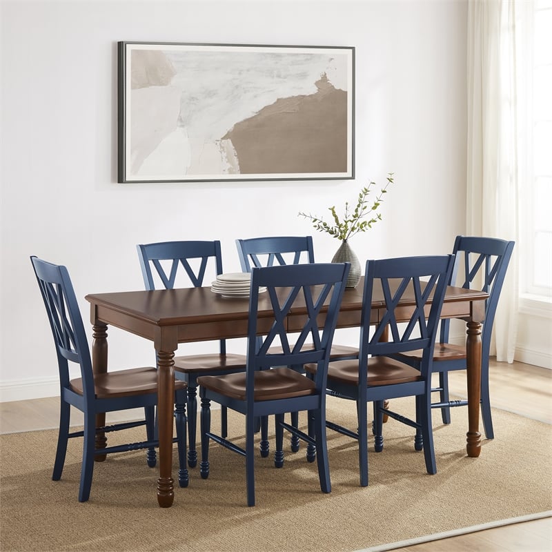 Crosley Furniture Shelby 7-Piece Dining Table Set For 6 in Navy