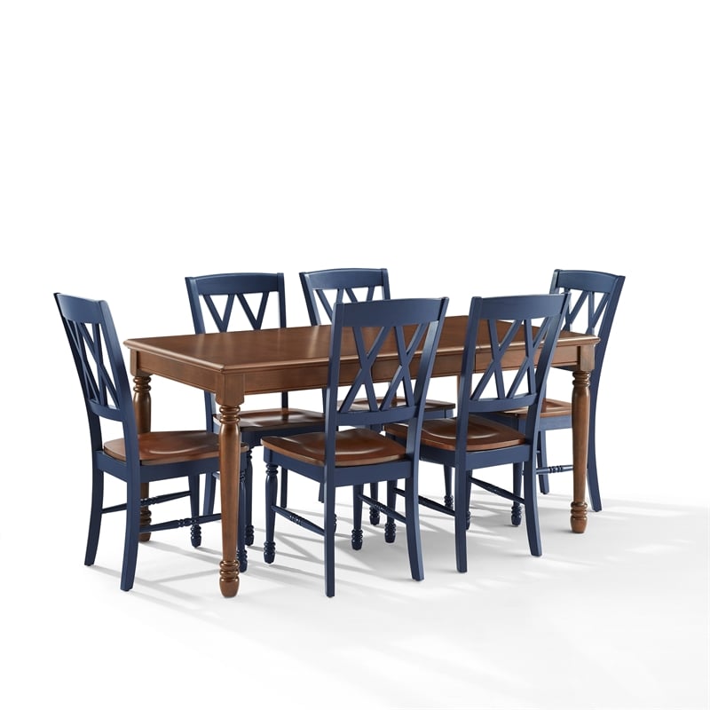 Crosley Furniture Shelby 7-Piece Dining Table Set For 6 in Navy