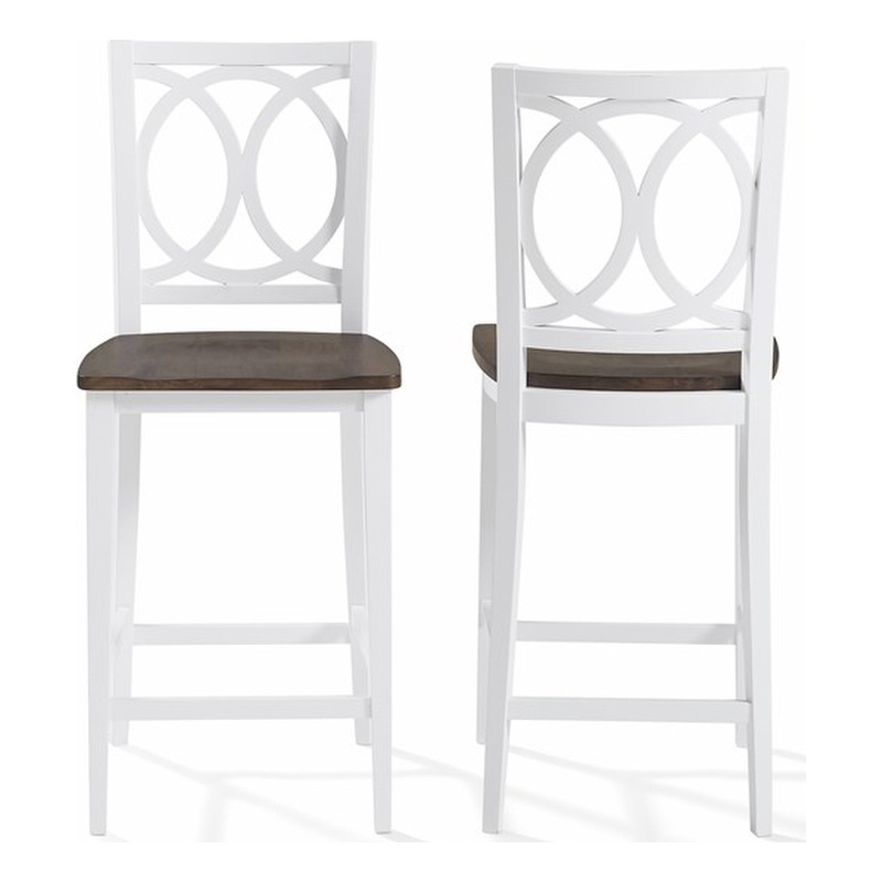 Charlotte 2-Piece Counter Height Bar Stool Set White/Coffee