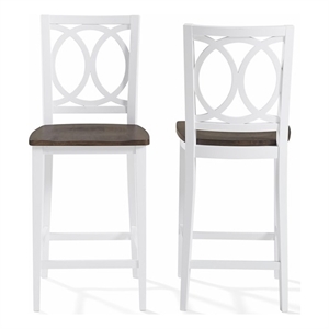 Charlotte 2-Piece Counter Height Bar Stool Set White/Coffee