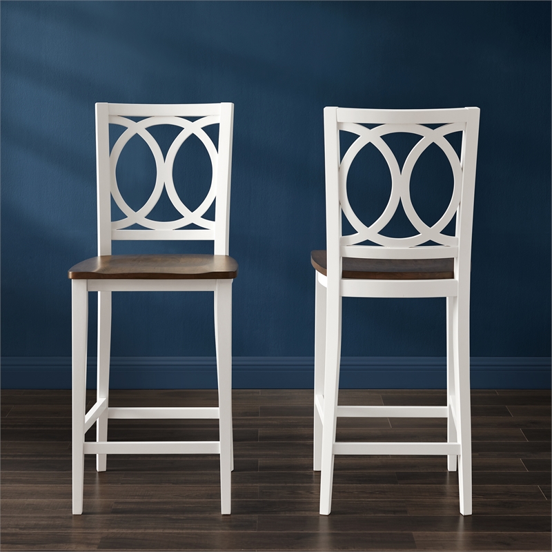 Charlotte 2-Piece Counter Height Bar Stool Set White/Coffee