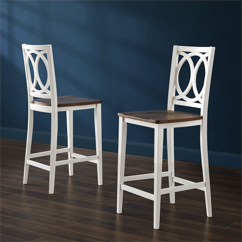 Charlotte 2-Piece Counter Height Bar Stool Set White/Coffee