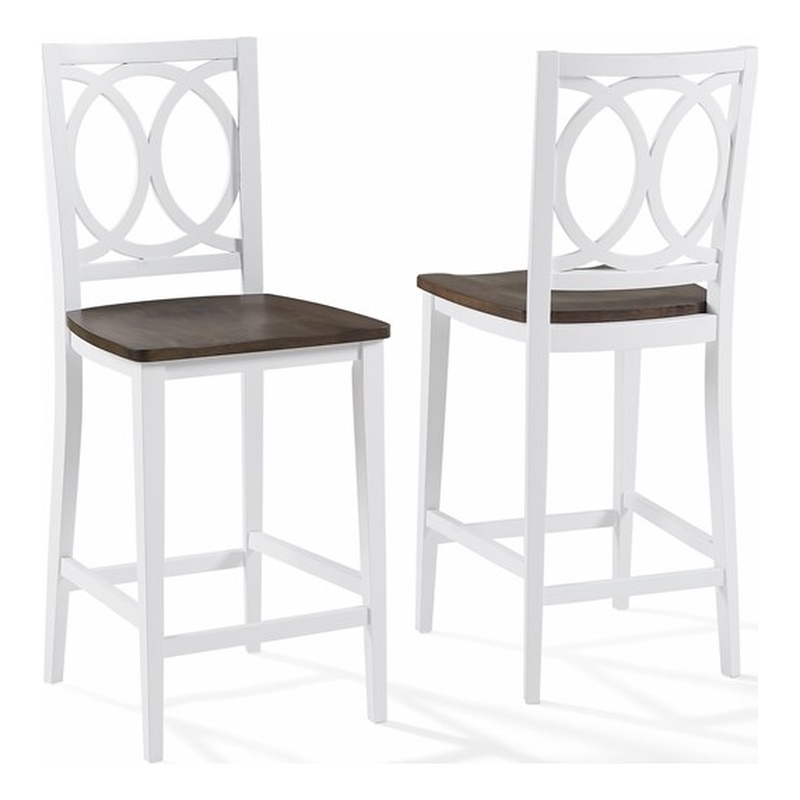 Charlotte 2-Piece Counter Height Bar Stool Set White/Coffee