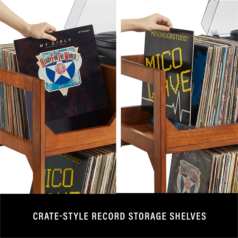 Asheville Large Record Storage Console Walnut