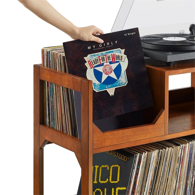 Asheville Large Record Storage Console Walnut