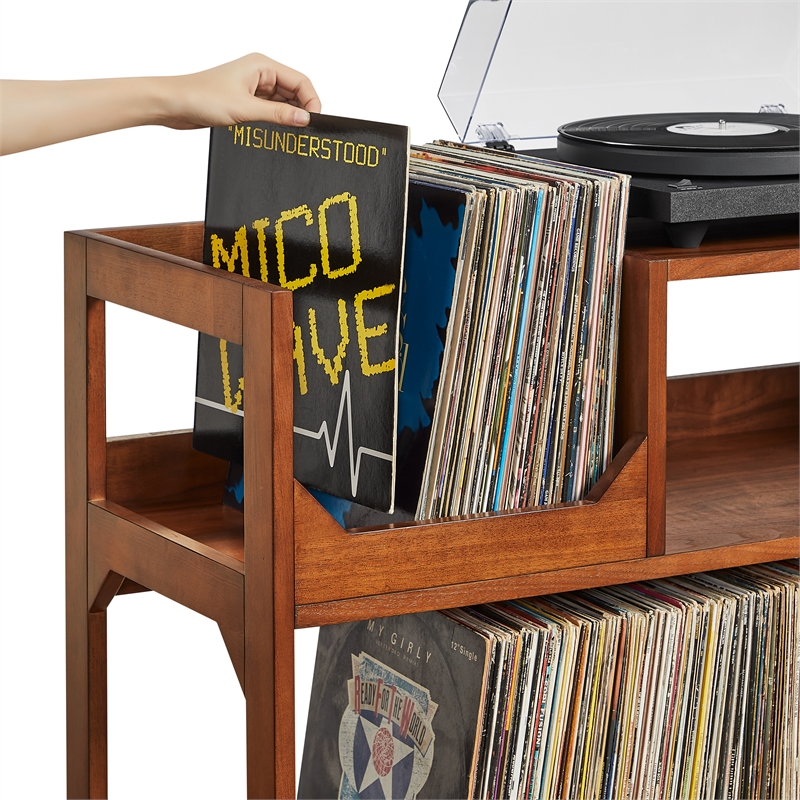 Asheville Large Record Storage Console Walnut