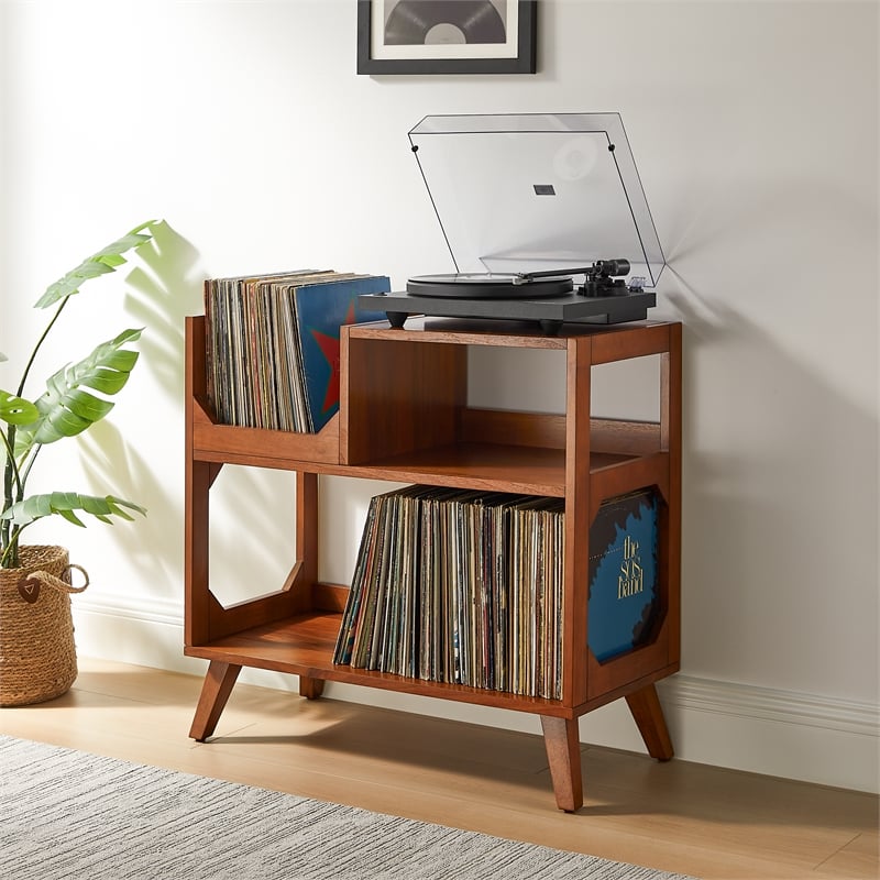 Asheville Medium Record Storage Console Walnut