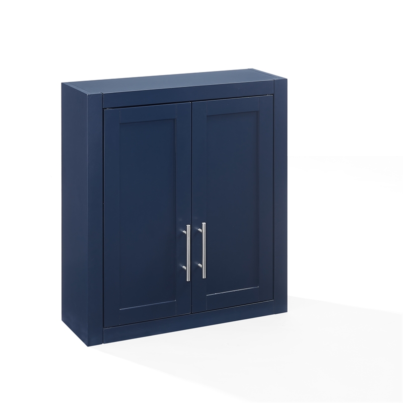 Crosley Furniture Savannah Wall Mounted Storage Cabinet in Navy