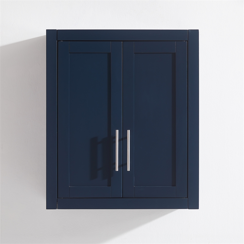 Crosley Furniture Savannah Wall Mounted Storage Cabinet in Navy