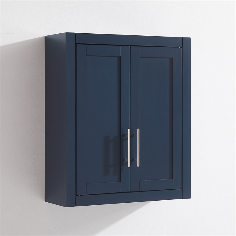 Crosley Furniture Savannah Wall Mounted Storage Cabinet in Navy