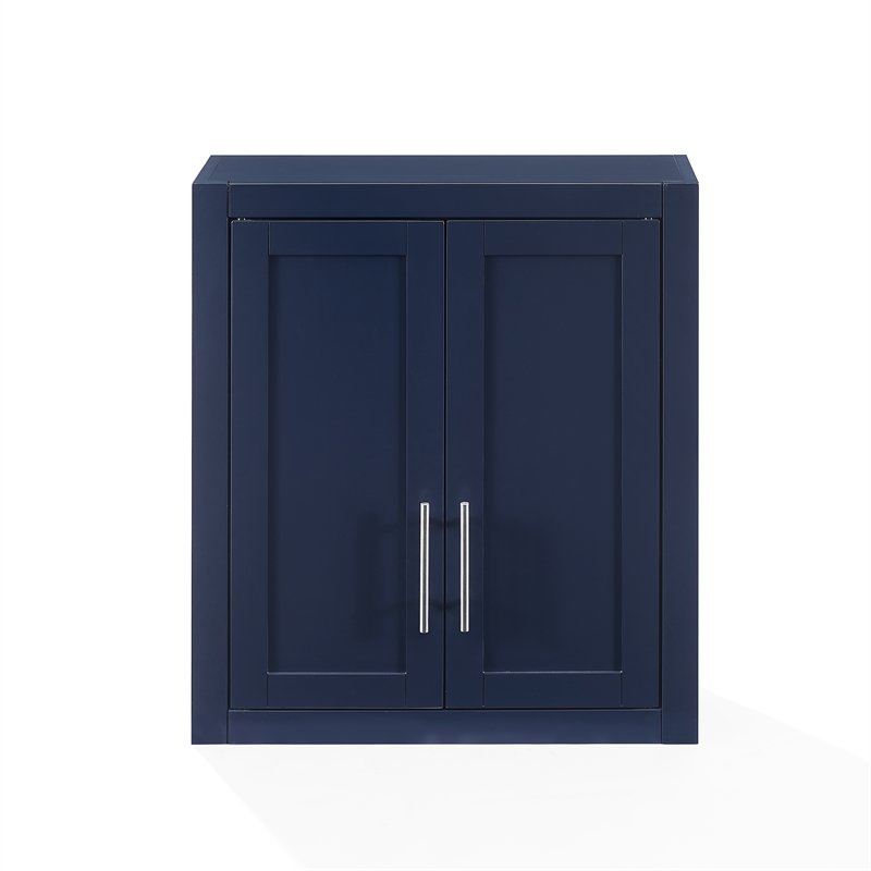 Crosley Furniture Savannah Wall Mounted Storage Cabinet in Navy