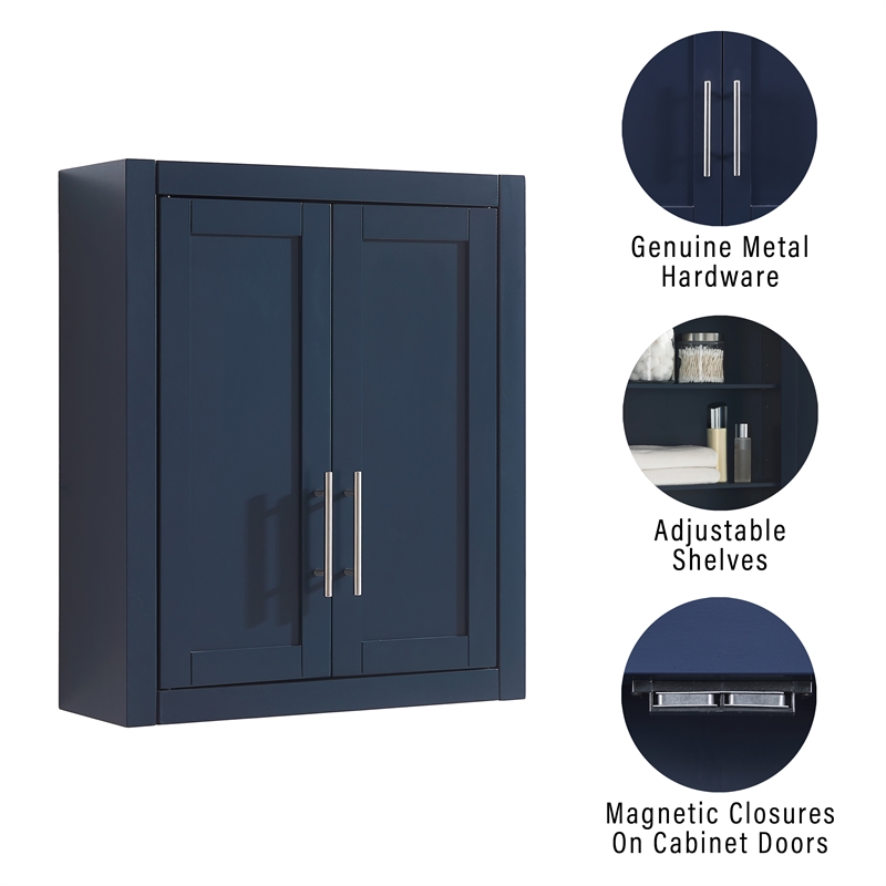Crosley Furniture Savannah Wall Mounted Storage Cabinet in Navy