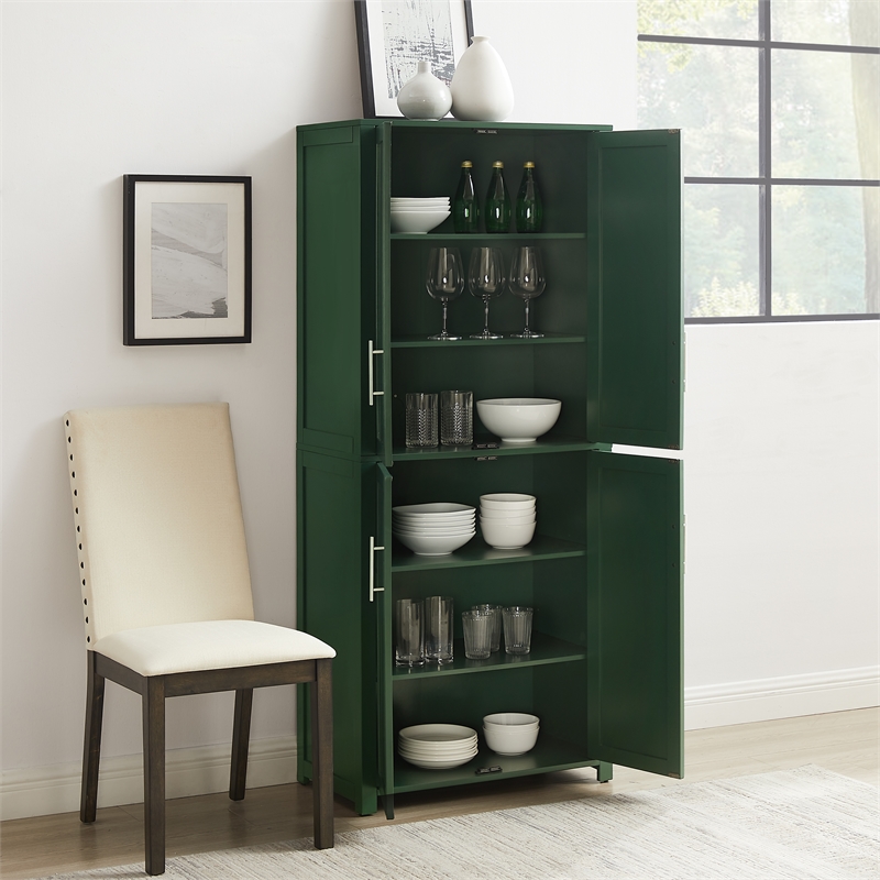 Crosley Furniture Savannah Tall Kitchen Storage Pantry in Green