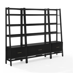 Crosley Furniture Landon 3-Piece Etagere Bookcase Set in Matte Black