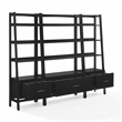 Crosley Furniture Landon 3-Piece Etagere Bookcase Set in Matte Black