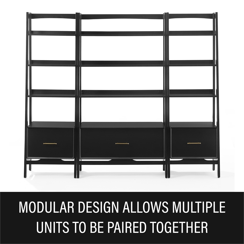 Crosley Furniture Landon 3-Piece Etagere Bookcase Set in Matte Black