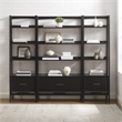 Crosley Furniture Landon 3-Piece Etagere Bookcase Set in Matte Black