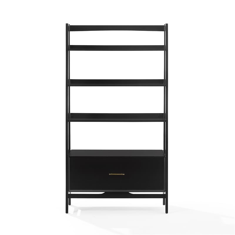 Crosley Furniture Landon Large Etagere Bookcase in Matte Black
