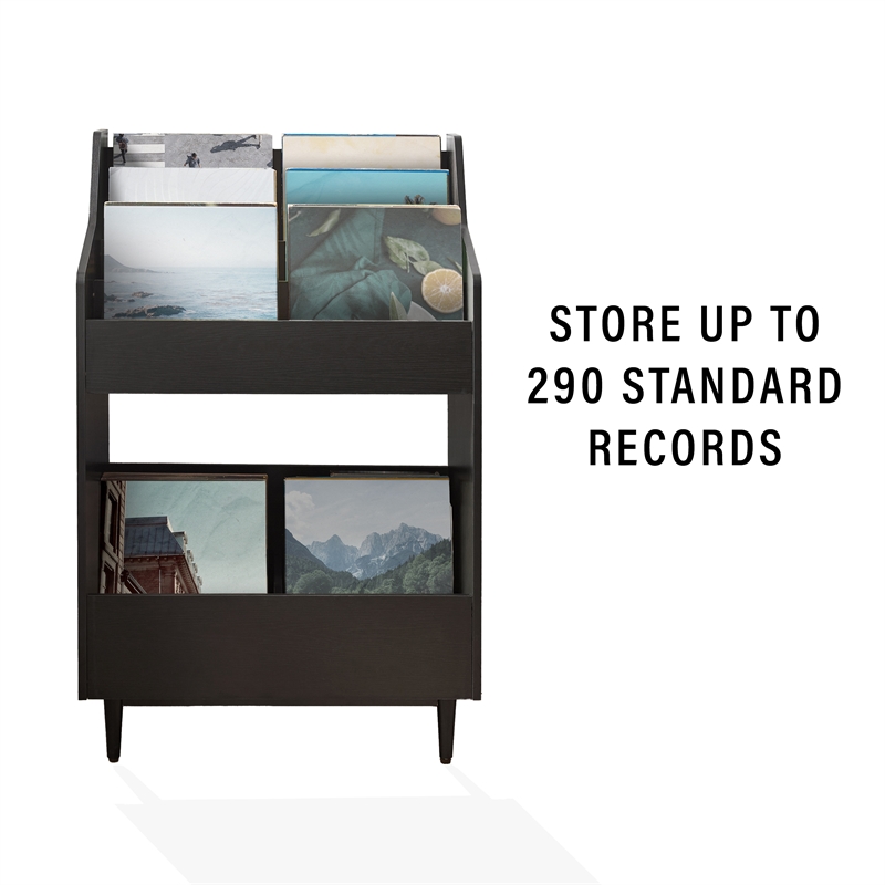 Crosley Furniture Liam 2-Piece Record Player Stand And Vinyl Storage Set Black