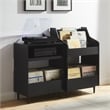Crosley Furniture Liam 2-Piece Record Player Stand And Vinyl Storage Set Black