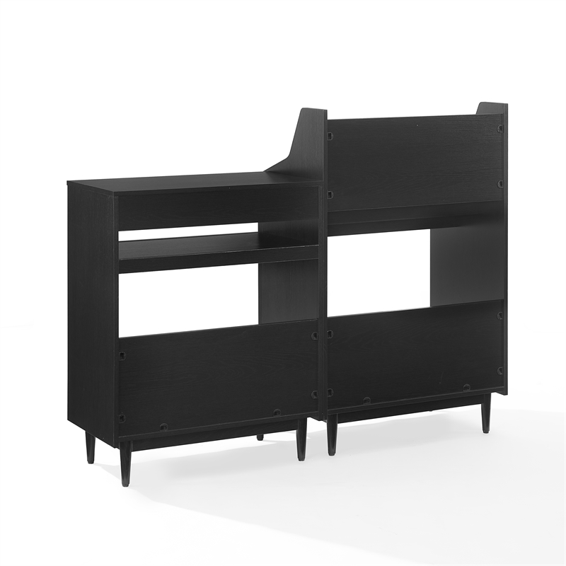 Crosley Furniture Liam 2-Piece Record Player Stand And Vinyl Storage Set Black