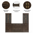 Crosley Furniture Stanton 3-Piece Sideboard And Glass Door Pantry Set in Coffee