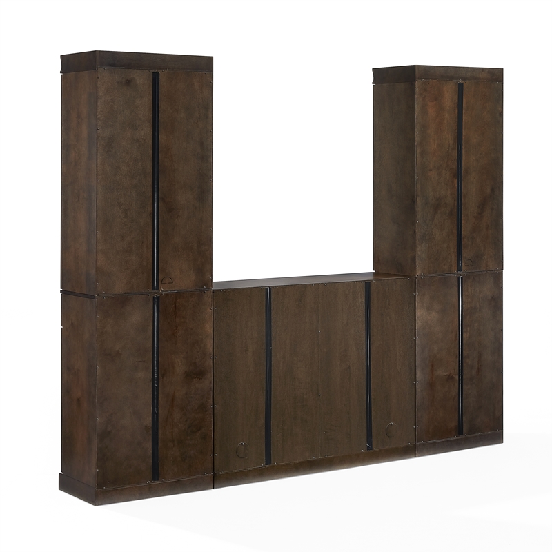 Crosley Furniture Stanton 3-Piece Sideboard And Glass Door Pantry Set in Coffee
