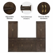 Crosley Furniture Stanton 3-Piece Sideboard And Pantry Set in Coffee