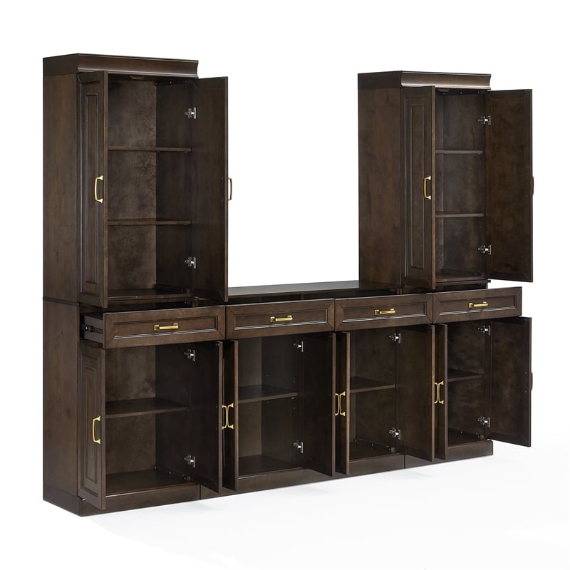 Crosley Furniture Stanton 3-Piece Sideboard And Pantry Set in Coffee
