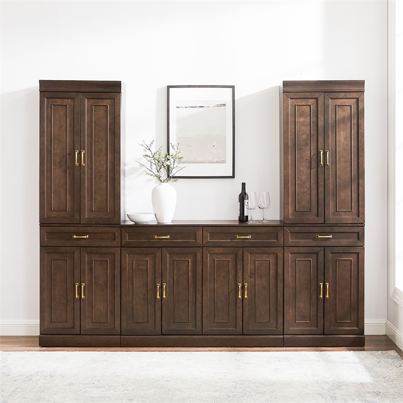 Crosley Furniture Stanton 3-Piece Sideboard And Pantry Set in Coffee