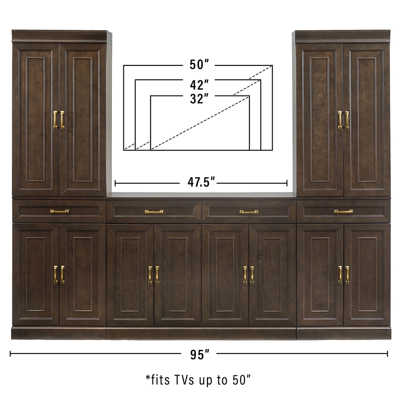 Crosley Furniture Stanton 3-Piece Sideboard And Pantry Set in Coffee