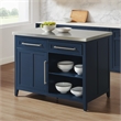 Crosley Furniture Silvia Stainless Steel Top Kitchen Island in Navy