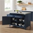 Crosley Furniture Silvia Stainless Steel Top Kitchen Island in Navy