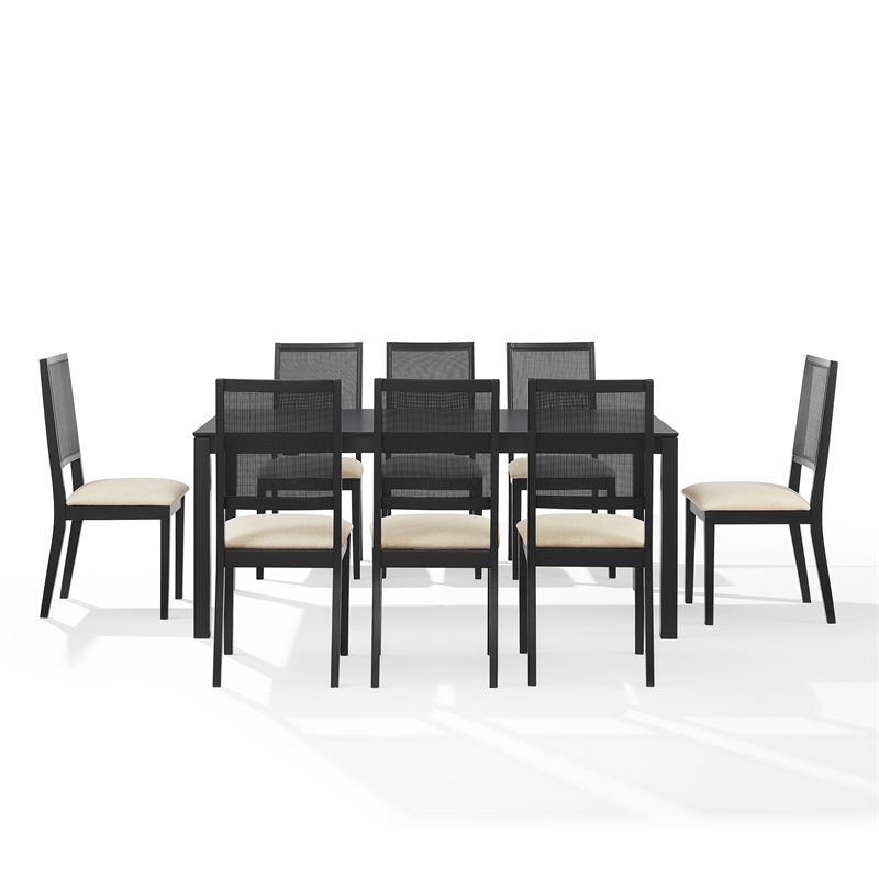 Crosley Furniture Greer 9-Piece Dining Table Set in Black Ash/Creme