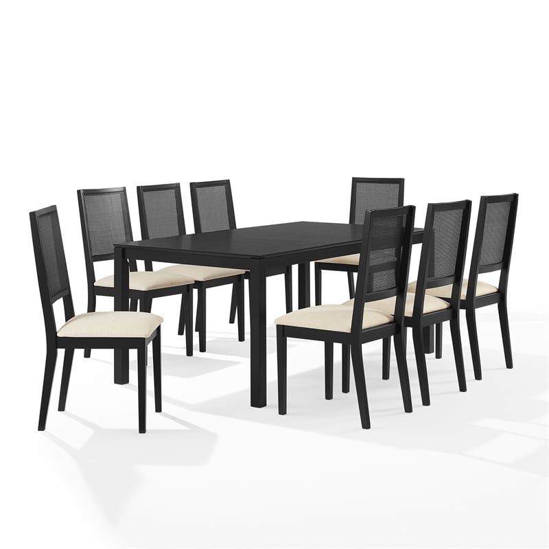 Crosley Furniture Greer 9-Piece Dining Table Set in Black Ash/Creme