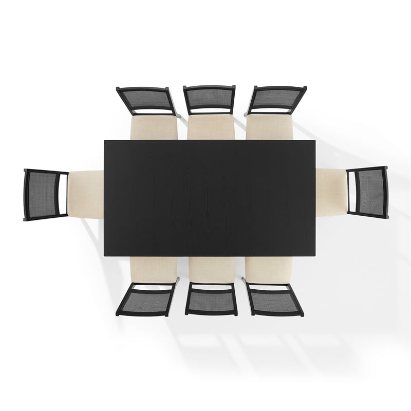Crosley Furniture Greer 9-Piece Dining Table Set in Black Ash/Creme