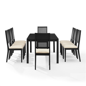 Crosley Furniture Greer 9-Piece Dining Table Set in Black Ash/Creme