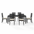 Crosley Furniture Greer 7-Piece Dining Table Set in Black Ash/Creme