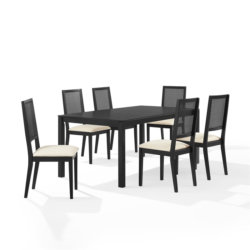 Crosley Furniture Greer 7-Piece Dining Table Set in Black Ash/Creme