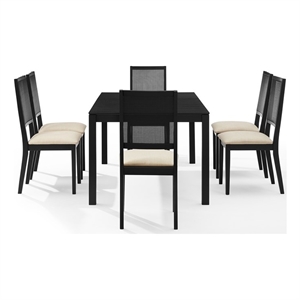 Crosley Furniture Greer 7-Piece Dining Table Set in Black Ash/Creme