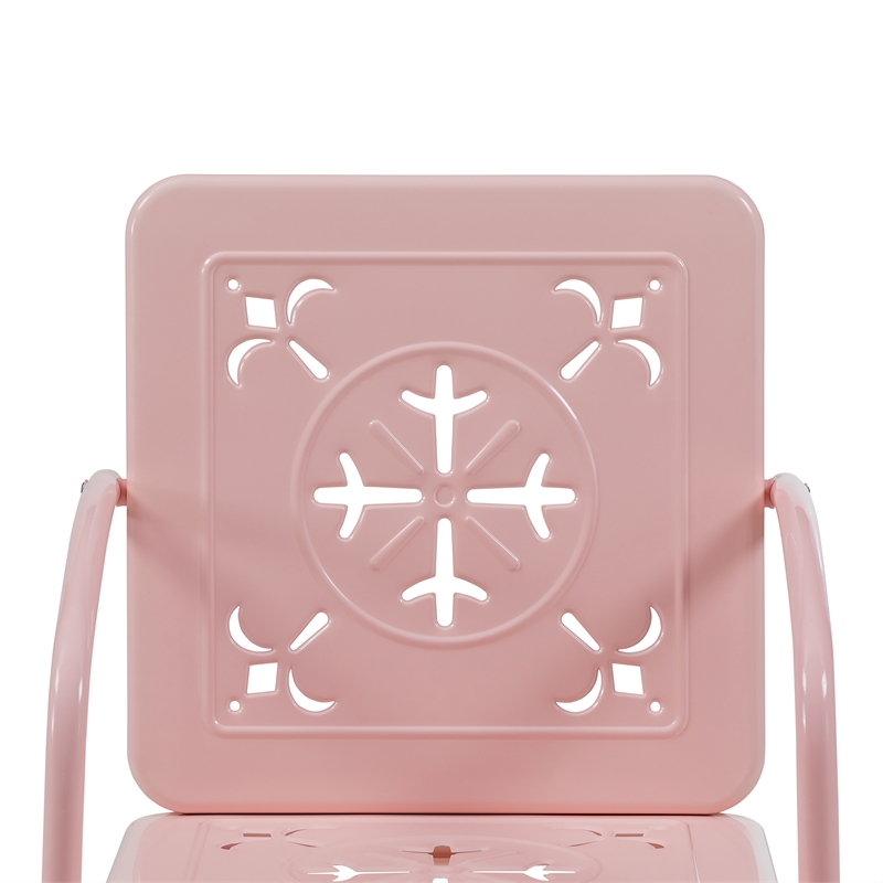 Crosley Furniture Azalea 2-Piece Retro Outdoor Chair Set in Pastel Pink Gloss