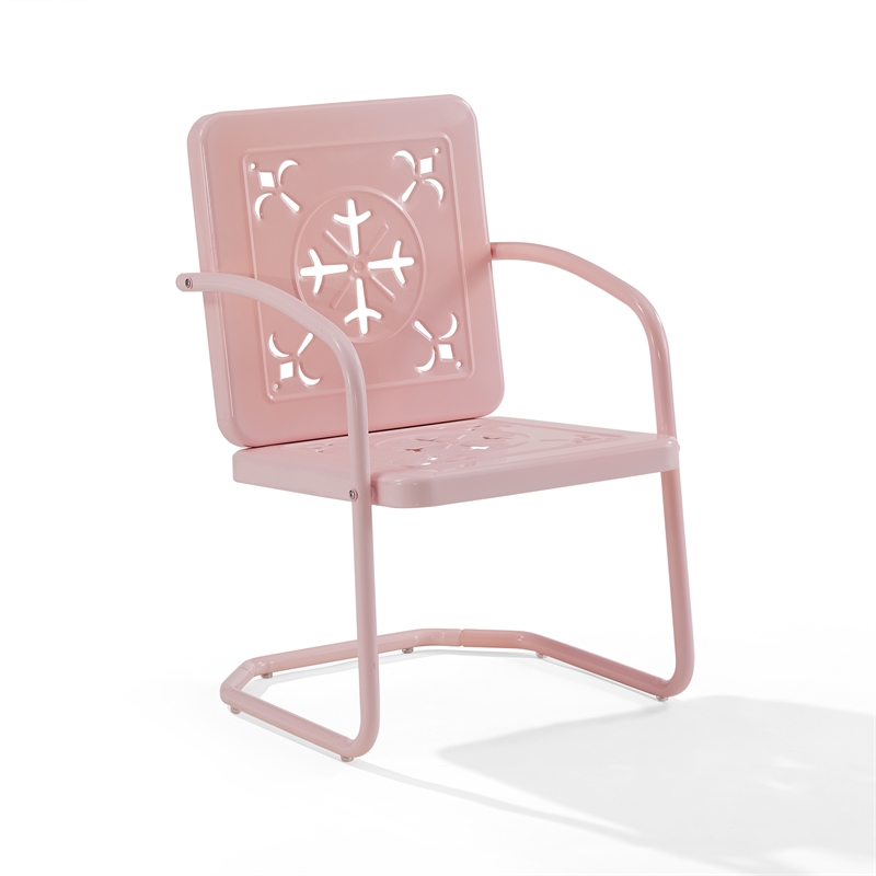 Crosley Furniture Azalea 2-Piece Retro Outdoor Chair Set in Pastel Pink Gloss