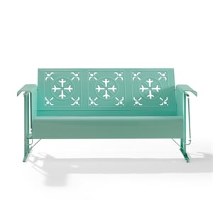 Crosley Furniture Azalea Retro Outdoor Sofa Glider in Aqua Gloss