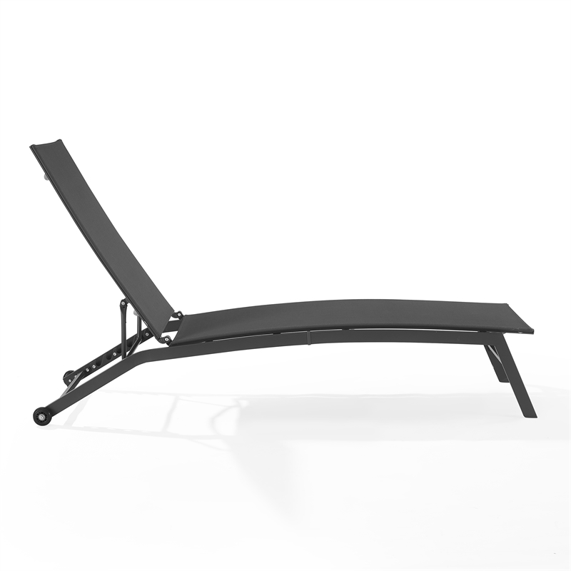 Crosley Furniture Weaver Outdoor Chaise Lounge in Charcoal/Matte Black