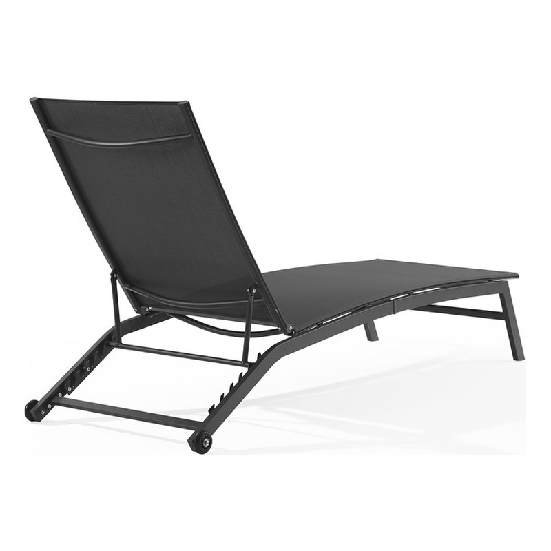 Crosley Furniture Weaver Outdoor Chaise Lounge in Charcoal/Matte Black
