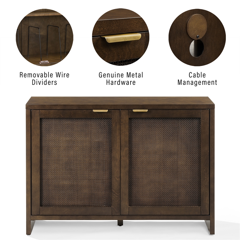 Crosley Furniture Kenji Record Storage Media Console in Dark Brown