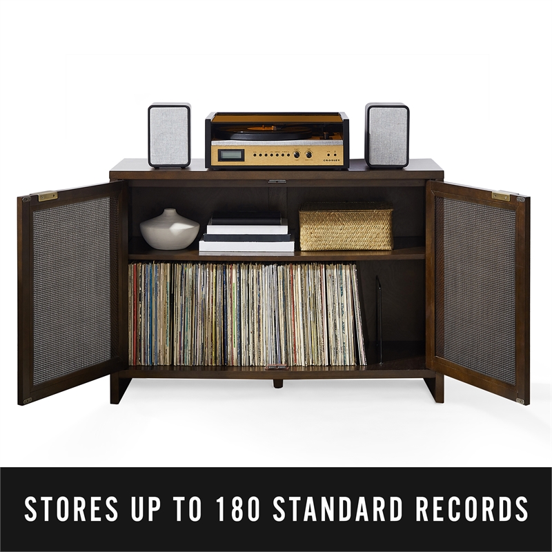 Crosley Furniture Kenji Record Storage Media Console in Dark Brown