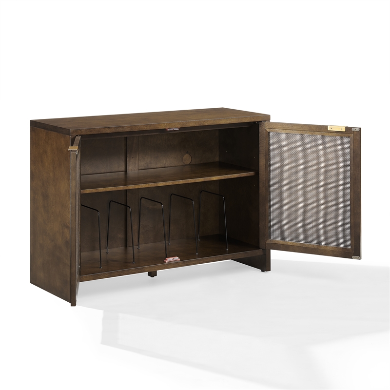 Crosley Furniture Kenji Record Storage Media Console in Dark Brown