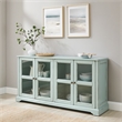 Crosley Furniture Holbrook Glass Door Sideboard in Distressed Seafoam Blue